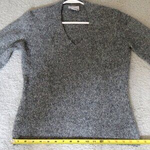 Ann Taylor LOFT Womens Gray Wool Blend Long Sleeve Knit V Neck Sweater Sz XS